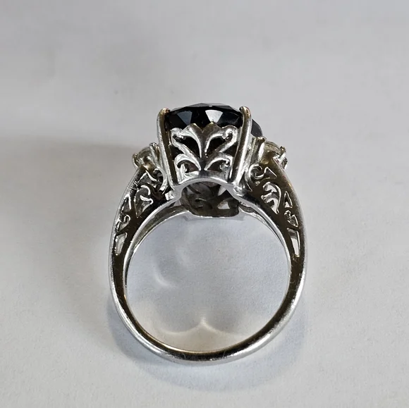 Genuine Smoky Brown Topaz & White Topaz Ring  in Sterling Silver Size 7! - Picture 5 of 7